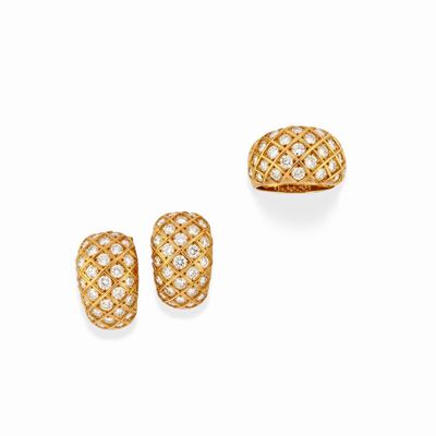Demi parure in oro giallo 18k con diamanti taglio brillante