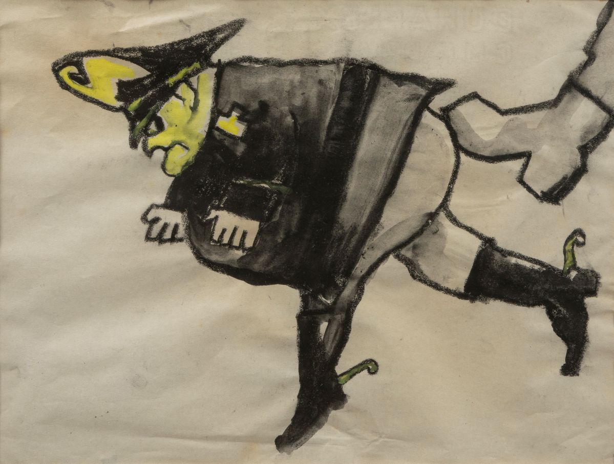 Mino Maccari - A Genova non si passa e Senza titolo, tecniche miste su carta