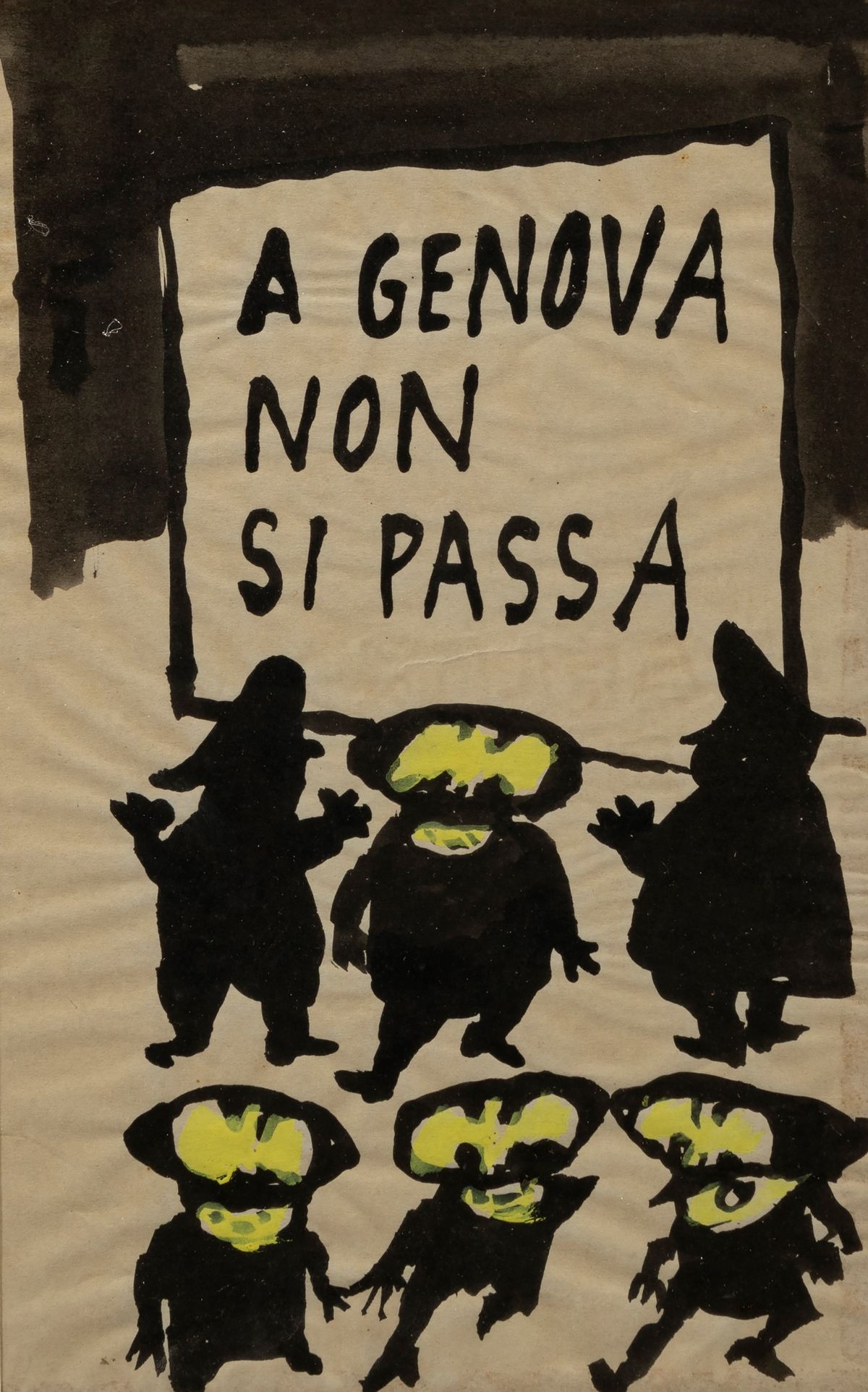 Mino Maccari - A Genova non si passa e Senza titolo, tecniche miste su carta