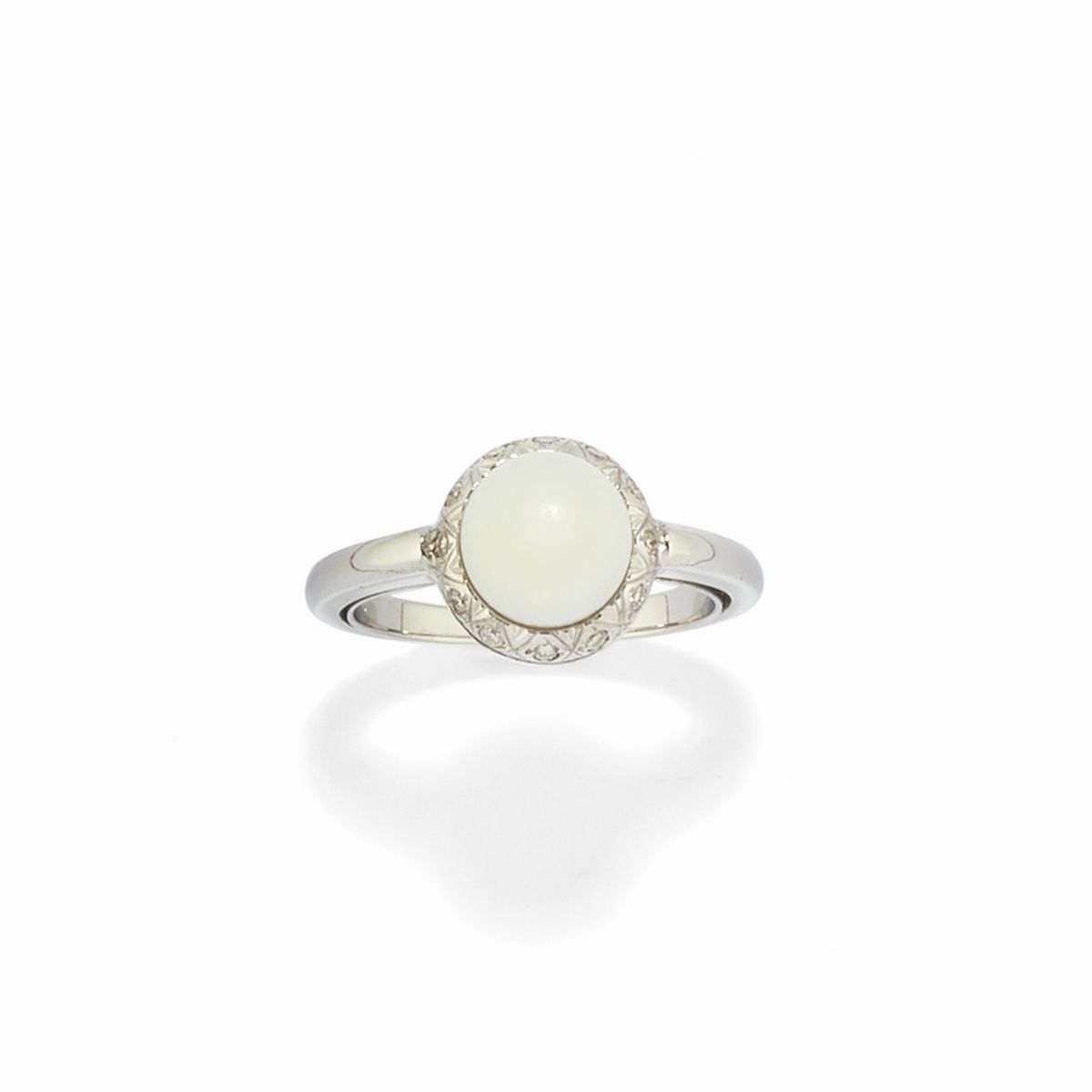 Parure in oro bianco 18k con perle naturali Clam e diamanti