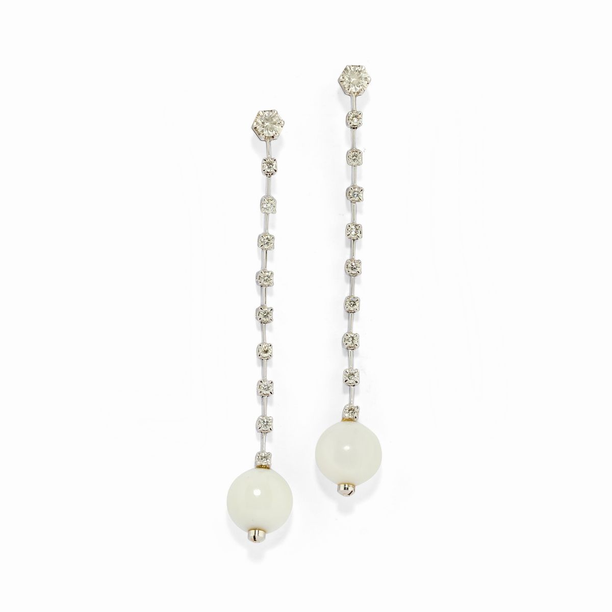 Parure in oro bianco 18k con perle naturali Clam e diamanti