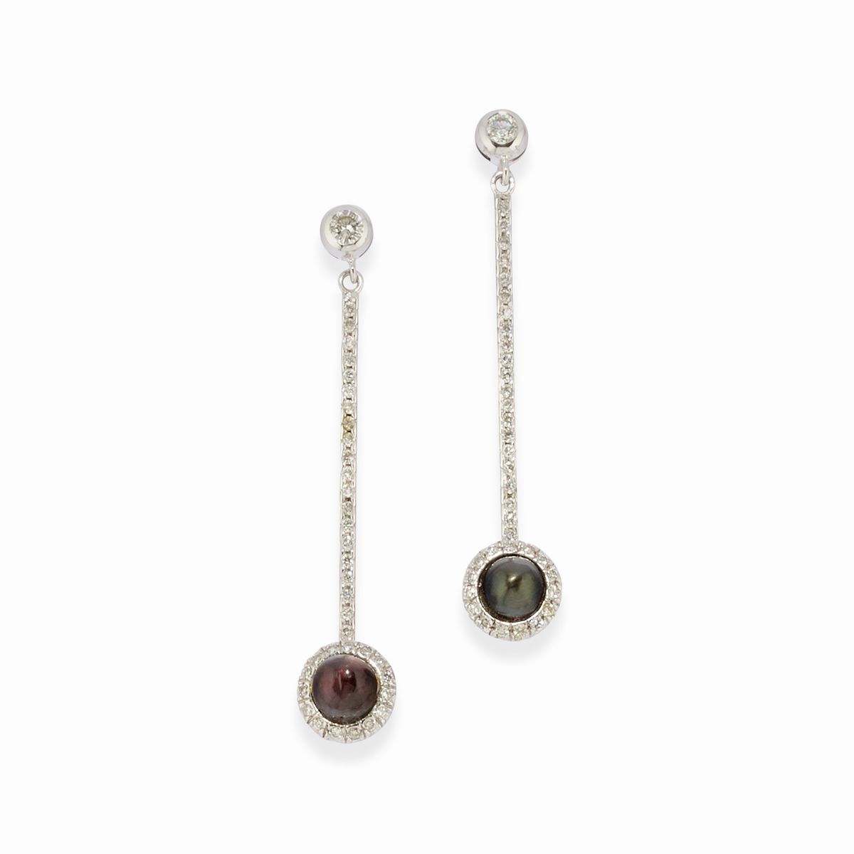 Parure in oro bianco 18k con perle naturali e diamanti
