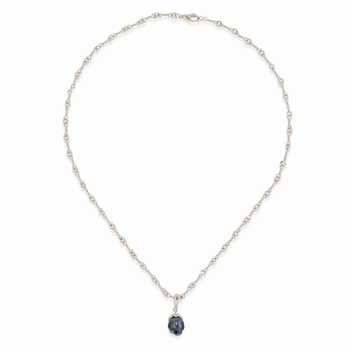 Parure in oro bianco 18k con perle naturali e diamanti