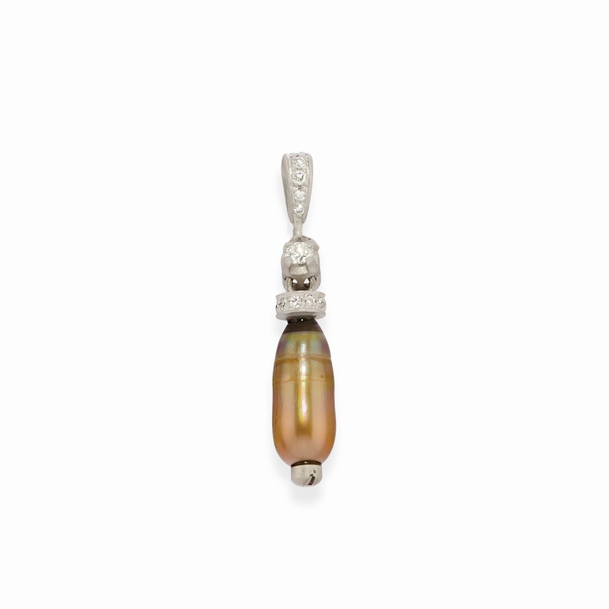 Demi-parure in oro bianco 18k con perle naturali e diamanti
