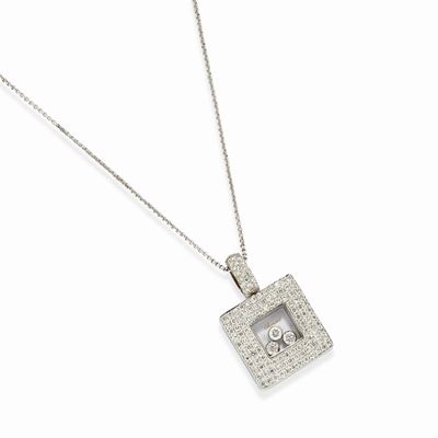 Pendente con diamanti, oro bianco 18k