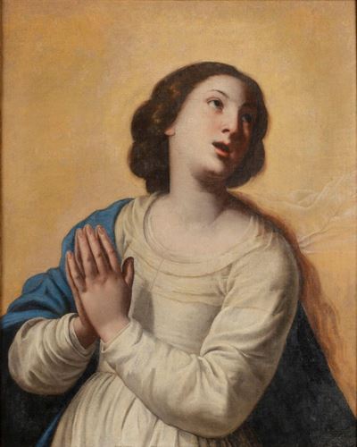 Scuola napoletana, Madonna in preghiera, olio su tela