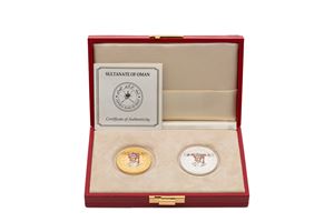Two gold 917 and silver 925 commemorative coins