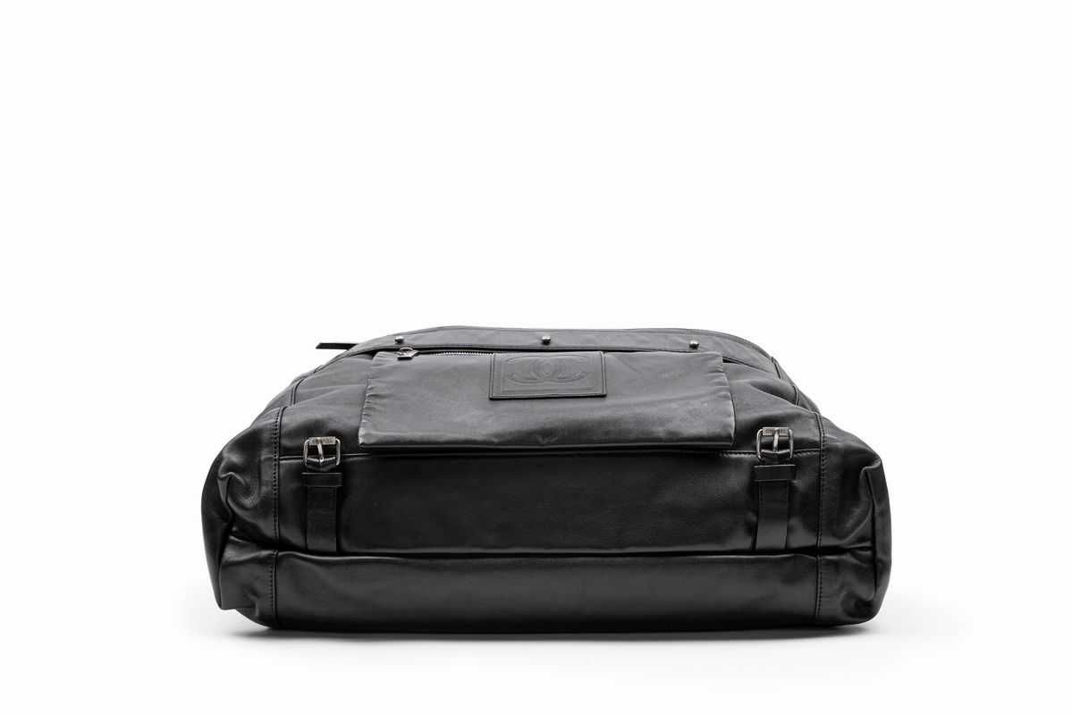 Chanel - Grande sacca da viaggio in pelle nera, 2008