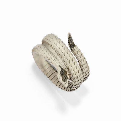 Bracciale serpente in argento e oro bianco 18k con diamanti