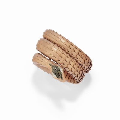 Bracciale serpente, argento e oro bianco 18k con diamanti
