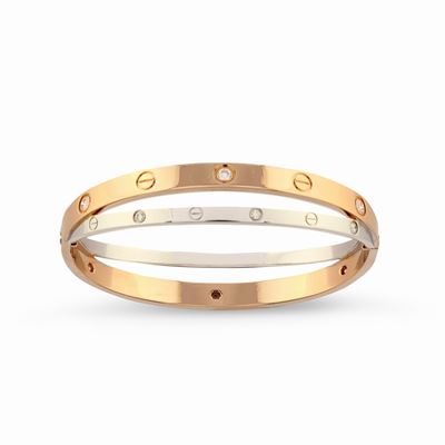 Bracciale in oro bicolore 18k con diamanti taglio brillante