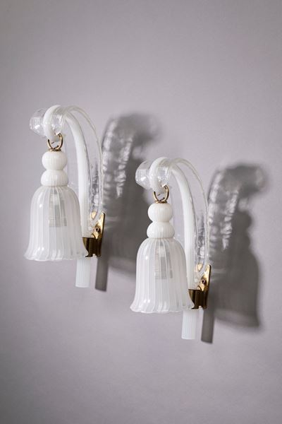 Coppia di Appliques in vetro soffiato zanfirico
