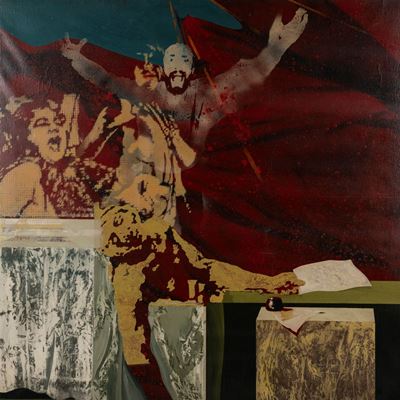 Rosso per J. P. Marat, tecnica mista su tela