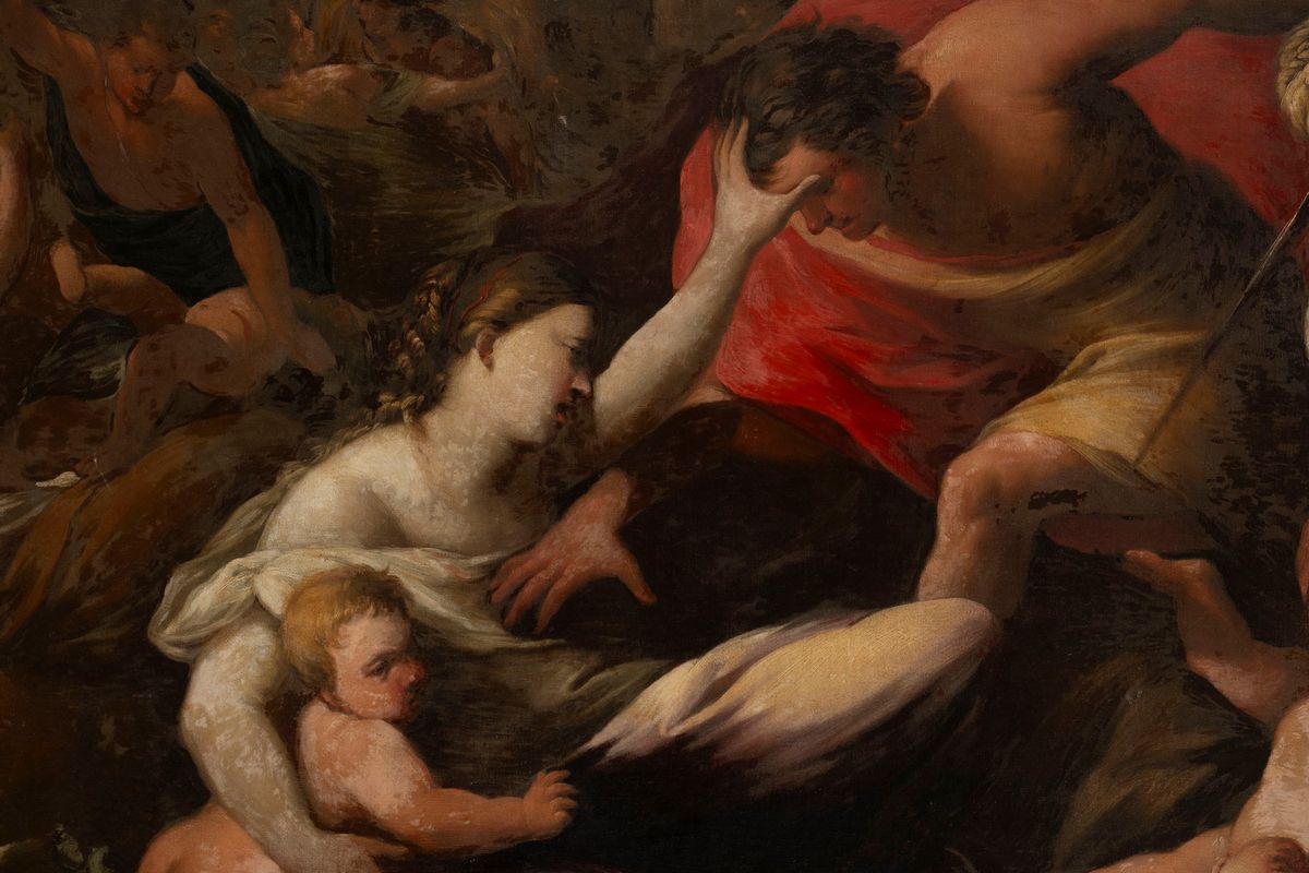 Scuola Napoletana, Secolo XVII - Autore sconosciuto, Strage degli Innocenti, olio su tela