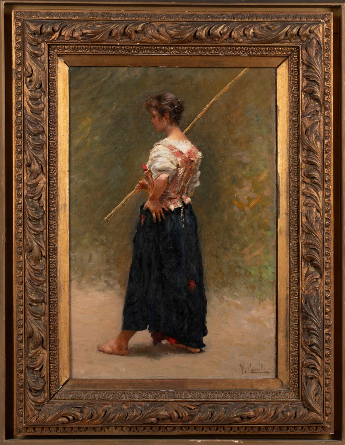Vincenzo Caprile - Giovane contadina, olio su cartone