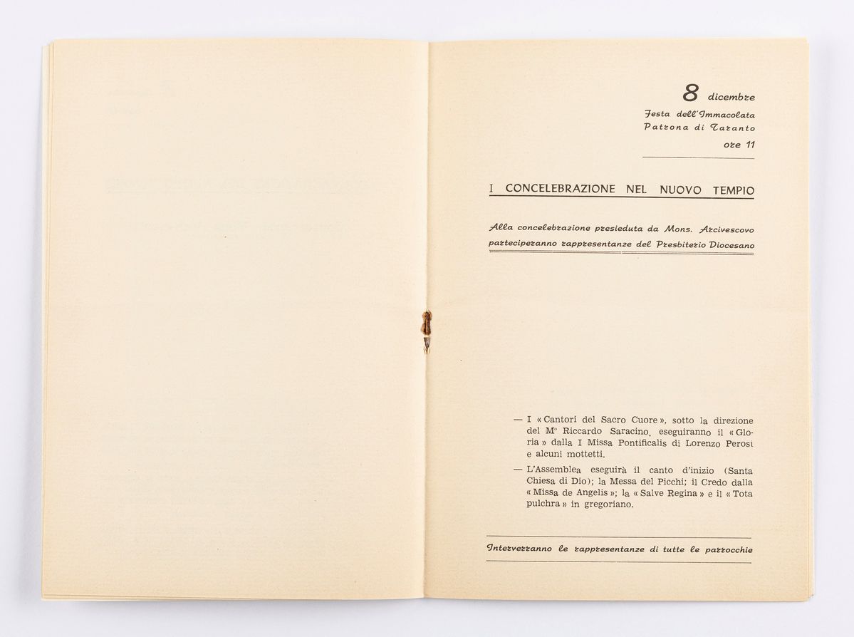 Gio Ponti - Invito all'inaugurazione della Concattedrale di Taranto, 1970