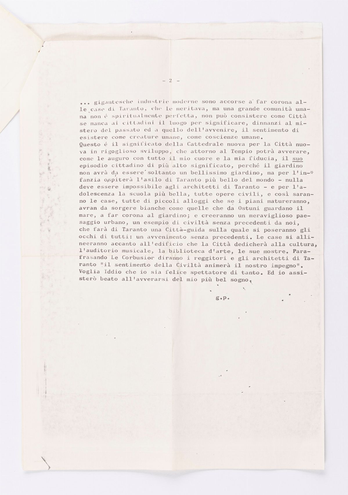 Gio Ponti - Invito all'inaugurazione della Concattedrale di Taranto, 1970