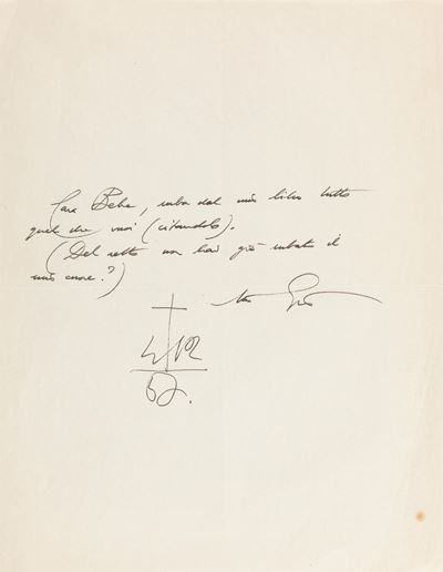 Lettera, inchiostro su carta, 1950 ca.
