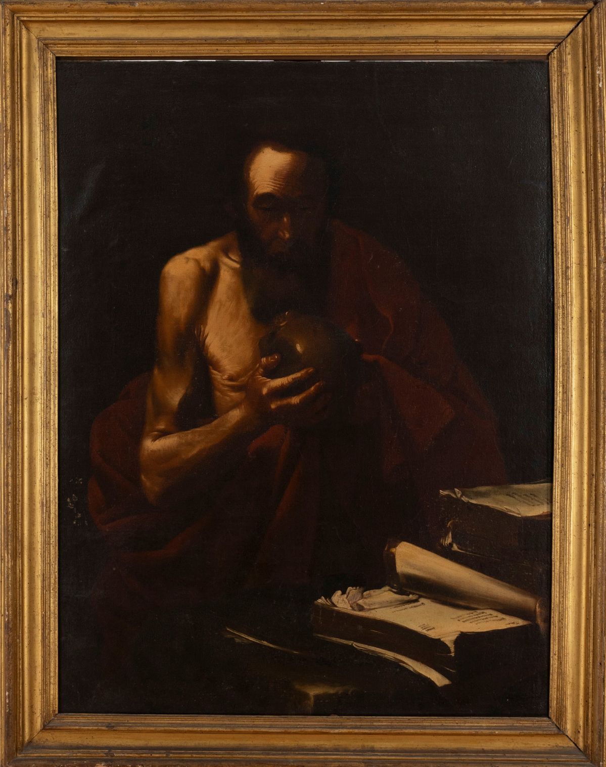 Scuola Napoletana, Secolo XVII - Jusepe de Ribera, San Girolamo, olio su tela