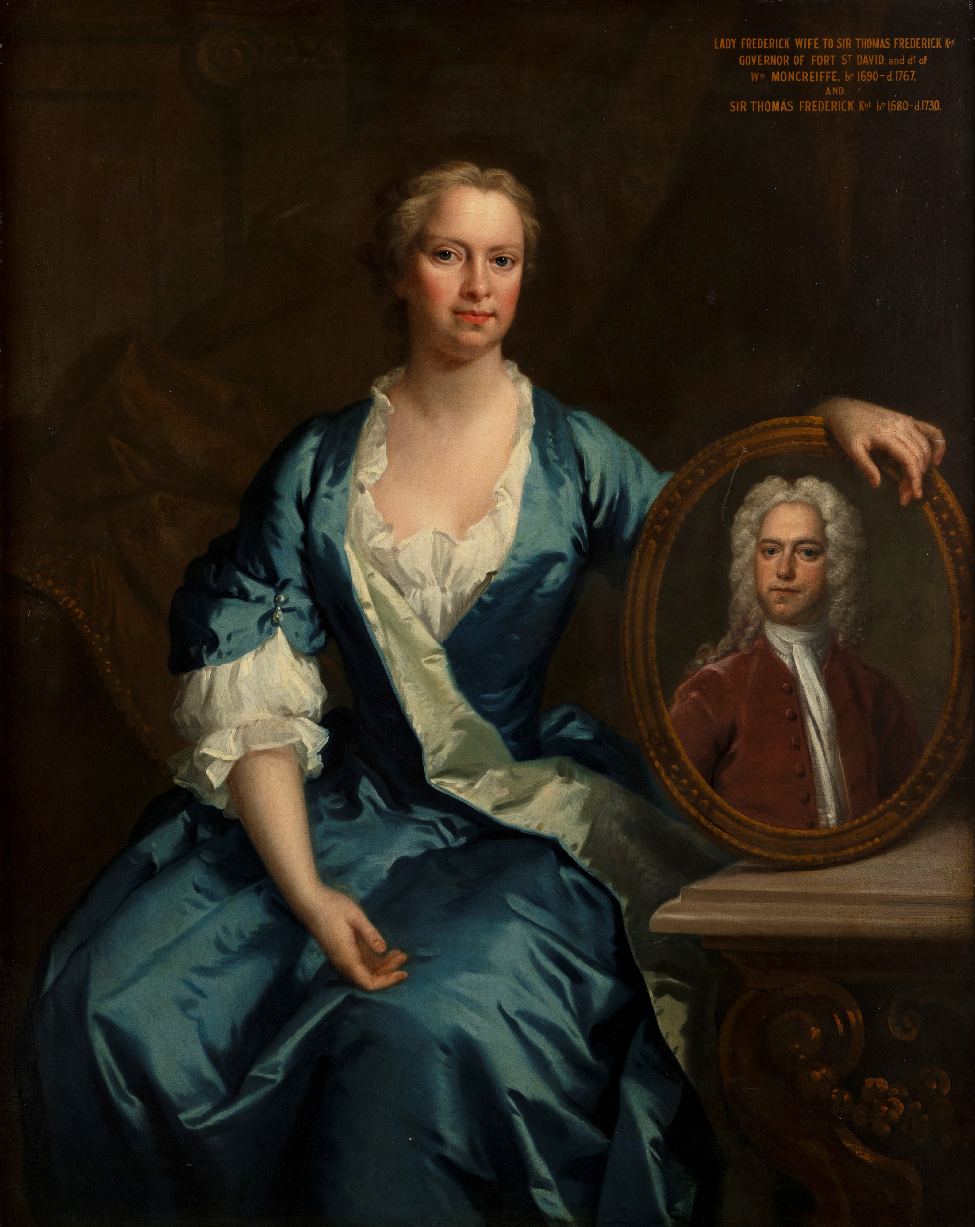 Scuola Inglese, Secolo XVIII - Scuola inglese, XVIII secolo, Ritratto di Lady Frederick con il di...