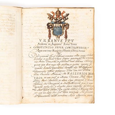 Documento pontificio del 1682: Regolamento delle funzioni dei Mazzieri, Porteferrei e Custodi del...