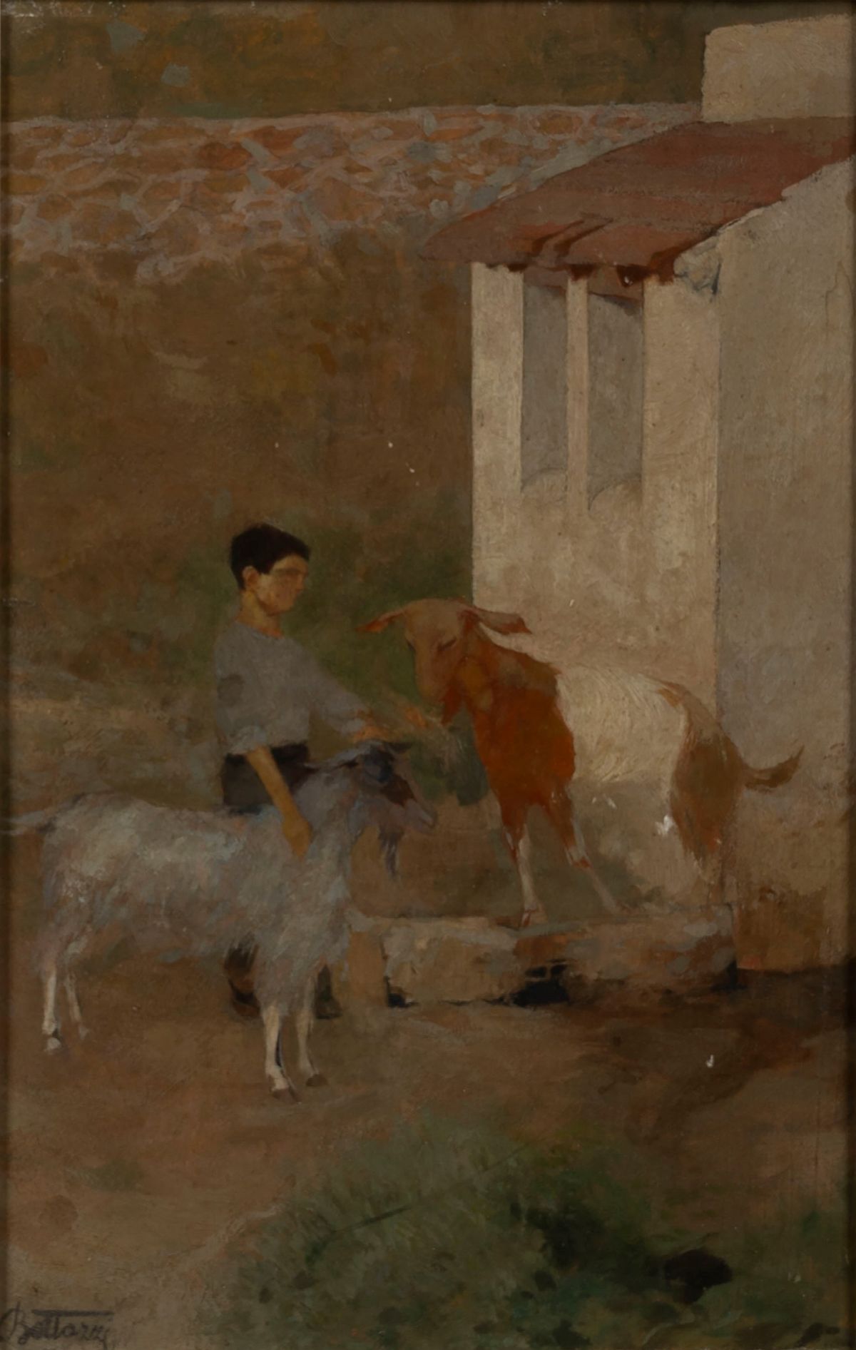 Umberto Bottazzi Contadino con capre 1925 Arte Figurativa tra XIX e