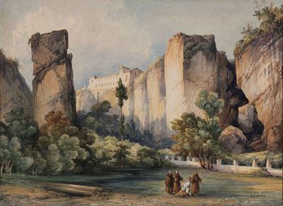 Veduta della Latomia dei Cappuccini, acquarello su cartoncino