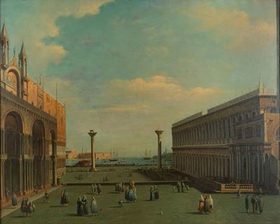 Autore sconosciuto, Venezia, veduta di Piazza San Marco verso San Giorgio Maggiore, olio su tela