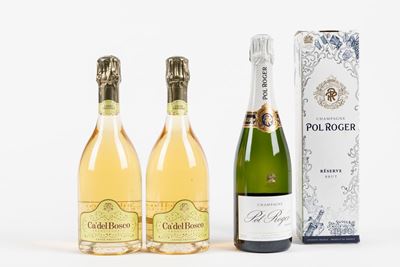 Pol Roger, Brut Reserve (1 bottiglia) e Ca' del Bosco, Cuvee Prestige (2 bottiglie)