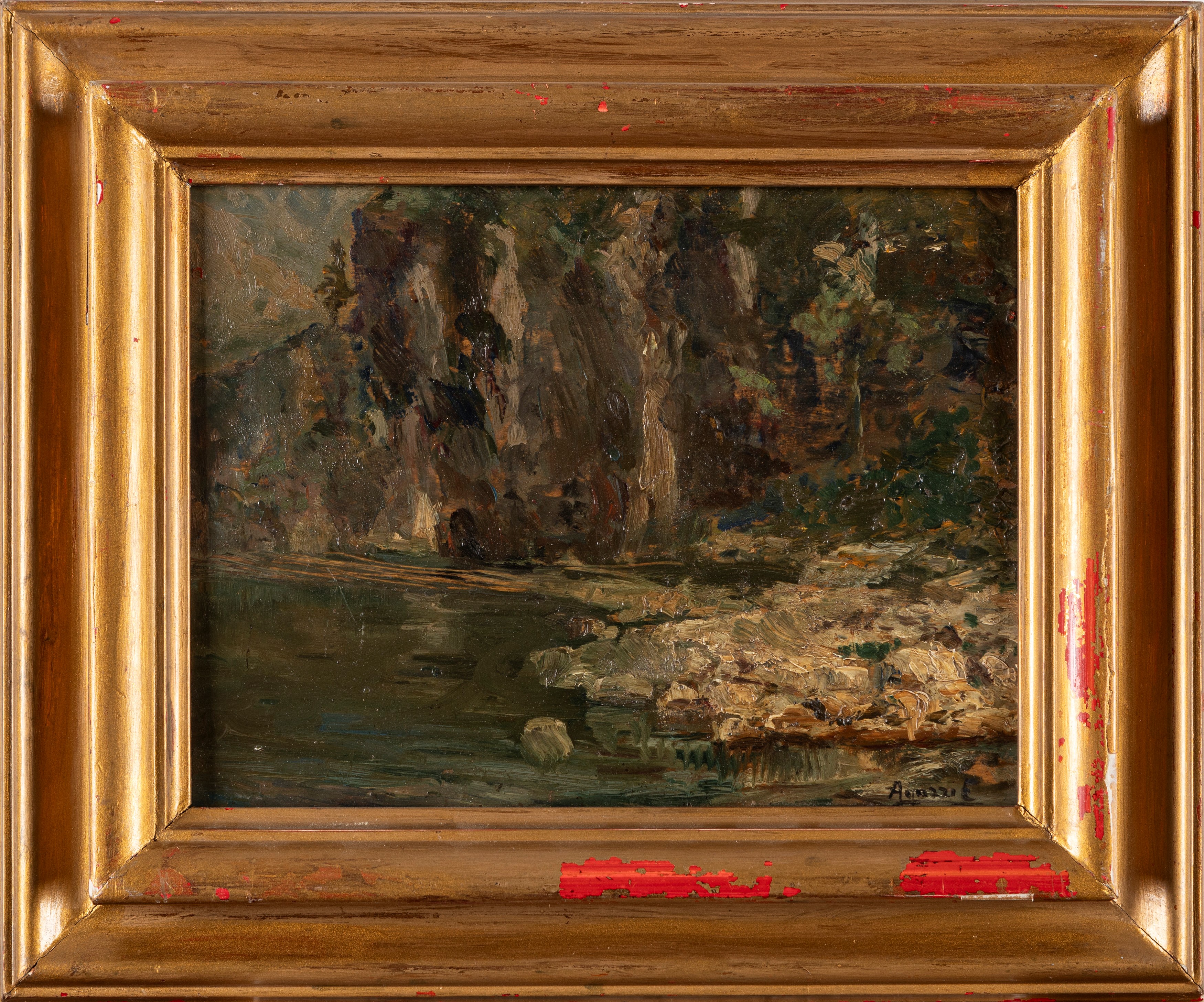 Attribuito a Ermenegildo Agazzi (mapello 1866-bergamo 1945) - Agazzi E, Paesaggio lacustre, olio ...
