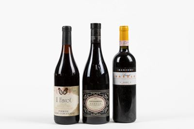 Giovanni Manzone Bricat, Barolo DOCG, 2005; Fontanafredda, Barolo DOCG, 2001; Poderi Aldo Contern...