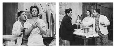 Vittorio De Sica, Sophia Loren e Giacomo Furia in 'L’oro di Napoli', 1954 - due stampe vintage