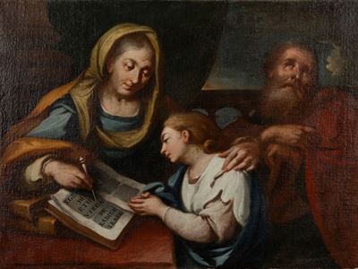 Autore sconosciuto, L'educazione della Vergine, olio su tela