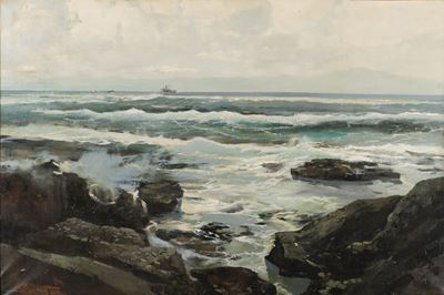 Mare d’inverno, olio su tela