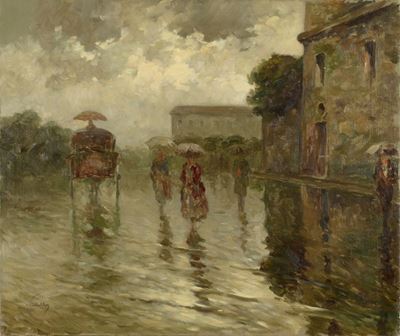 A passeggio sotto la pioggia