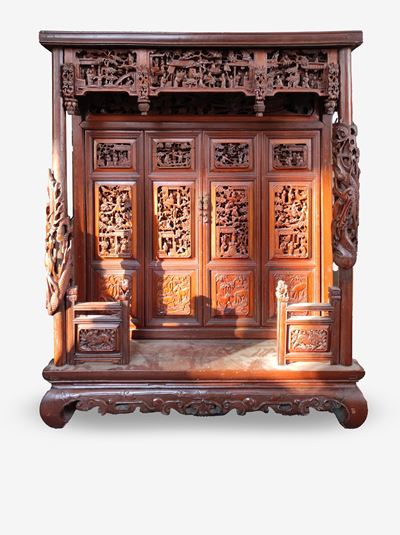 Tempietto in Legno Finemente Intagliato, Cina Secolo XIX