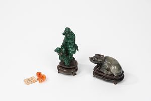  - Three hard stone sculptures, China, 20th century