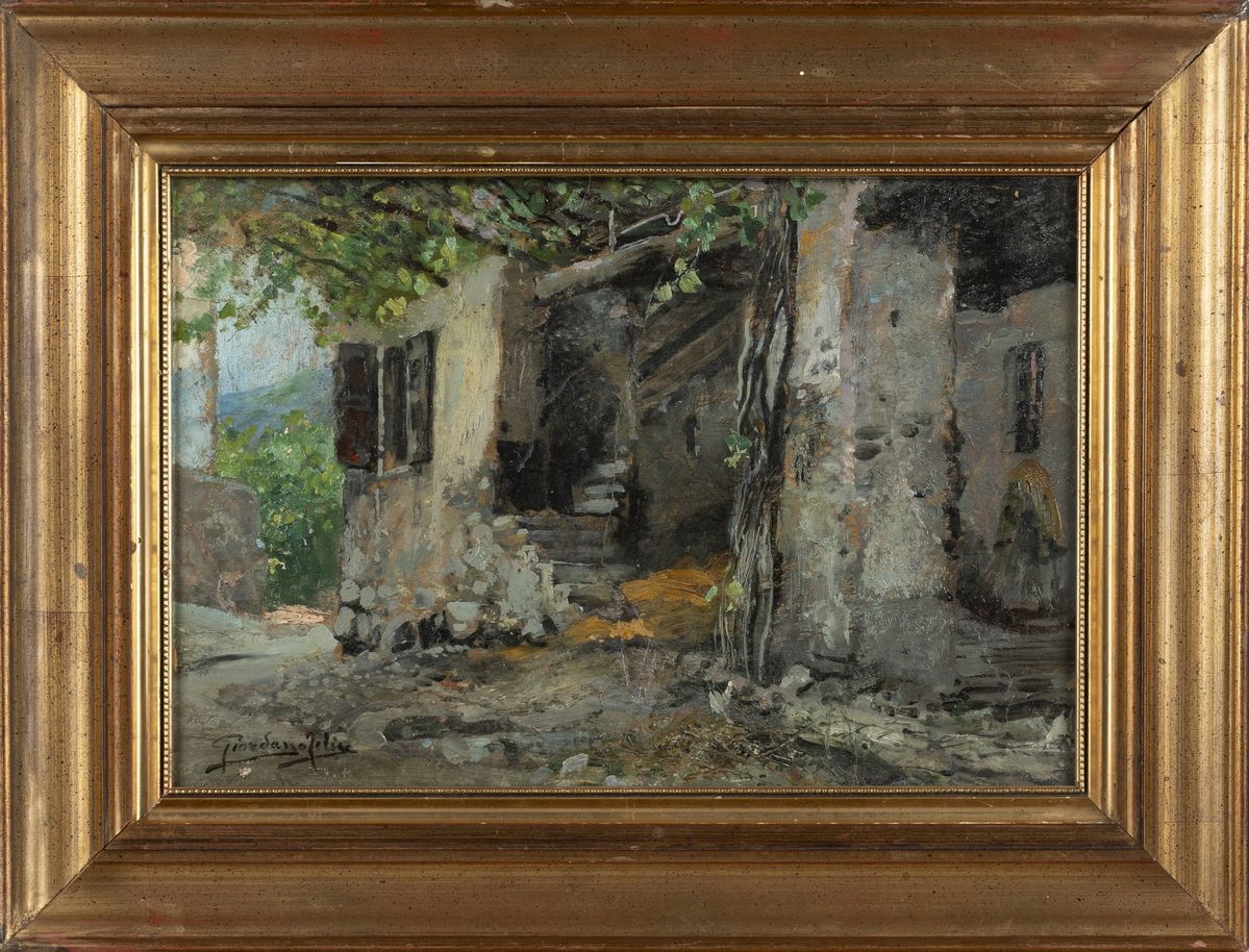 Felice Giordano - Casale, olio su cartone