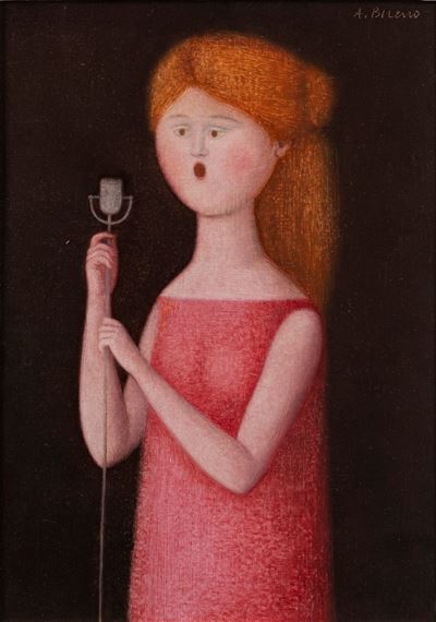 La cantante, olio su masonite