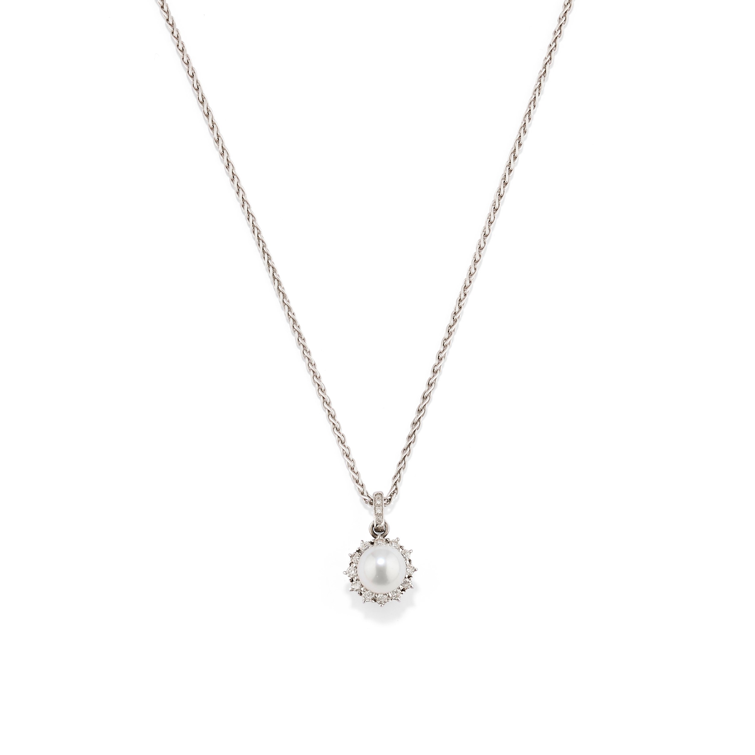 Demi parure in oro bianco 18k con perle e diamanti