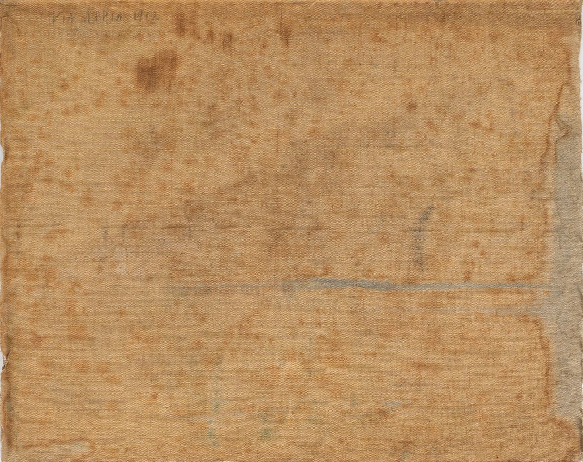 Pietro D'achiardi - Roma, veduta della Via Appia, olio su tela non intelaiata