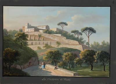Coppia di Gouaches con Vedute Napoletane