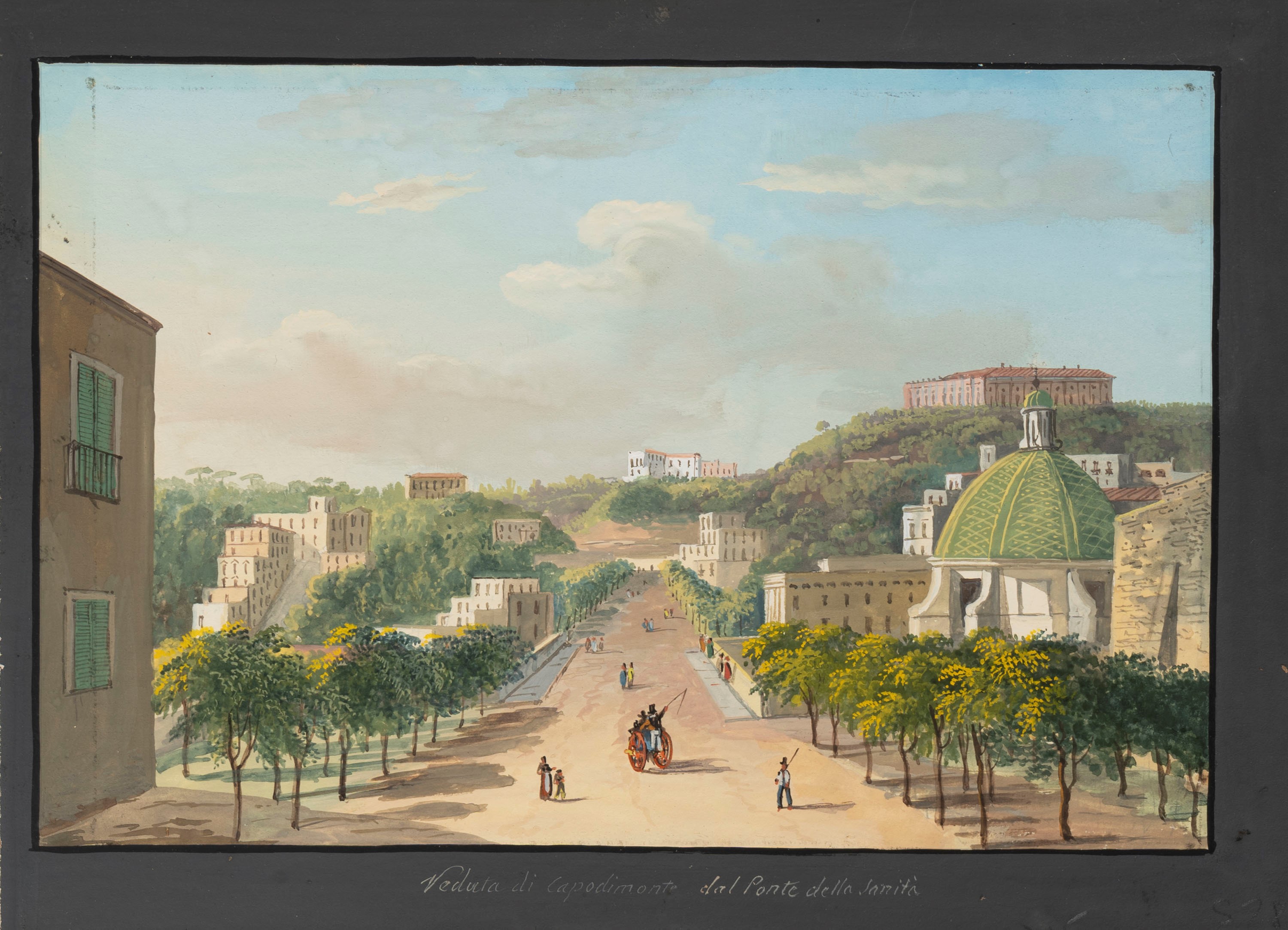 Coppia di Gouaches con Vedute Napoletane