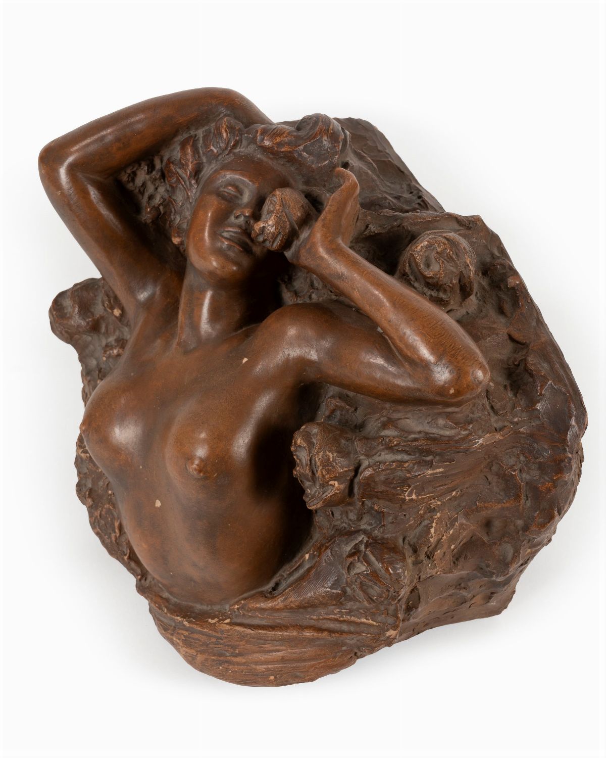 Costantino Barbella - Donna tra le rose (prima idea per Ebbrezza), scultura in terracotta