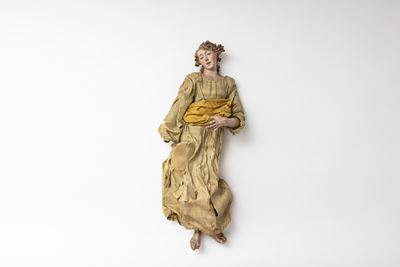 Antica Scultura del Presepe Napoletano Raffigurante Angelo