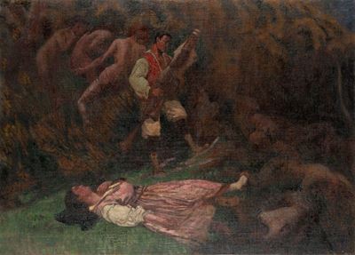 Studio preparatorio per 'Il Suono e il Sonno', olio su tela