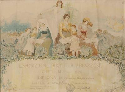 Diploma per l'Esposizione Didattica Abruzzese, cromolitografia, 1926
