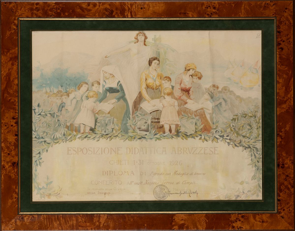 Basilio Cascella - Diploma per l'Esposizione Didattica Abruzzese, cromolitografia, 1926