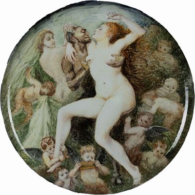 Grande piatto con Baccanale, maiolica, diametro cm 59