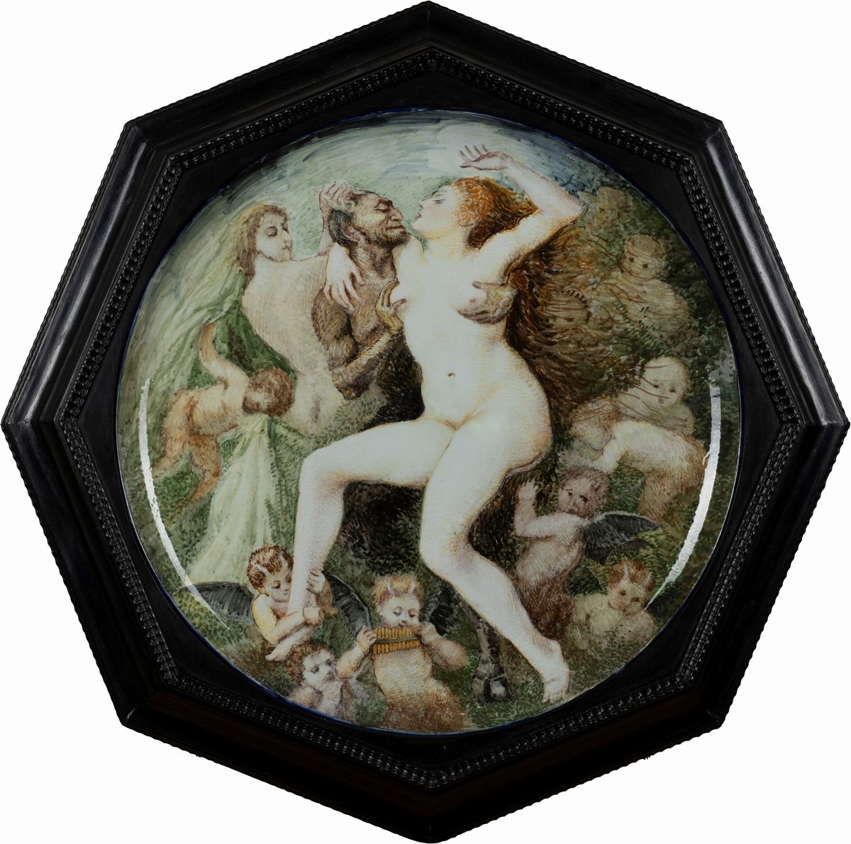 Basilio Cascella - Grande piatto con Baccanale, maiolica, diametro cm 59